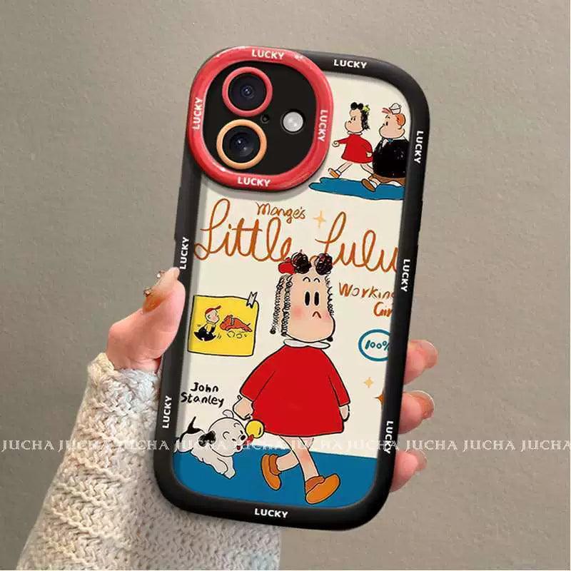 ルルのキャラクターデザイン 高級感あふれる 紐付き スマホケース iPhone に対応