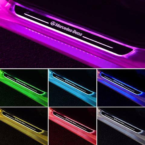 カー用品 車飾り物 【七彩流光】車載用アンビエントライト フロントドア リヤドア ライト 車のドアシル ワイヤレスセンサーLEDライト - アップグレード