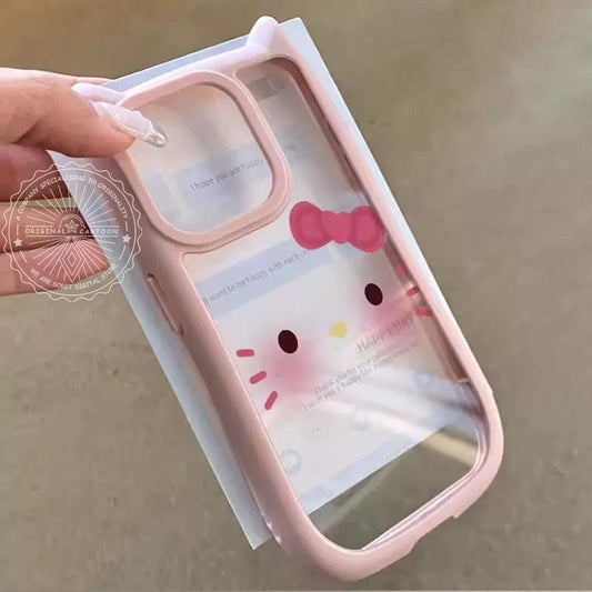 Hello Kitty design, made of silicone, highly shock-resistant, luxurious smartphone case with drawstring, compatible with iPhone