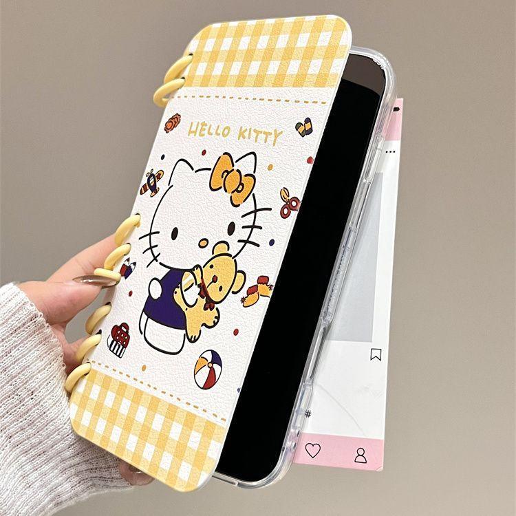 本型スマホケース ハローキティテーマ 手帳型スマホケース キャラクターの柔らかい 折りたたみ式 ノート型 スマホケース iPhone に対応
