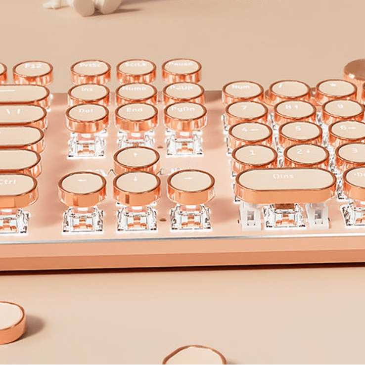 メカニカルキーボード|Bluetoothタイプ・ローズ金・かっこういい・ヴィンテージ・ゲーム用・使いやすい・手応えがよい・104キー - BicMart