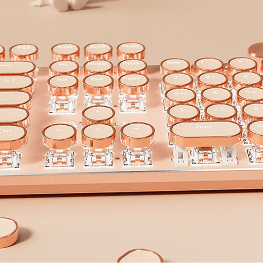 メカニカルキーボード|Bluetoothタイプ・ローズ金・かっこういい・ヴィンテージ・ゲーム用・使いやすい・手応えがよい・104キー - BicMart