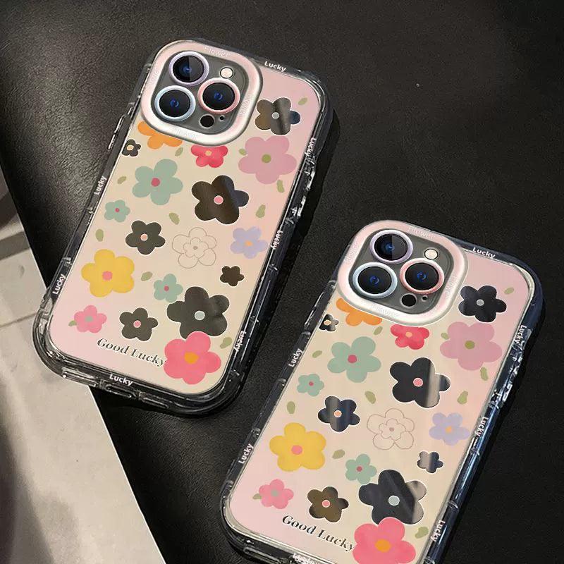 透かし彫りの花柄 シリコン全覆いの高級感あふれる 紐付き スマホケース iPhone に対応