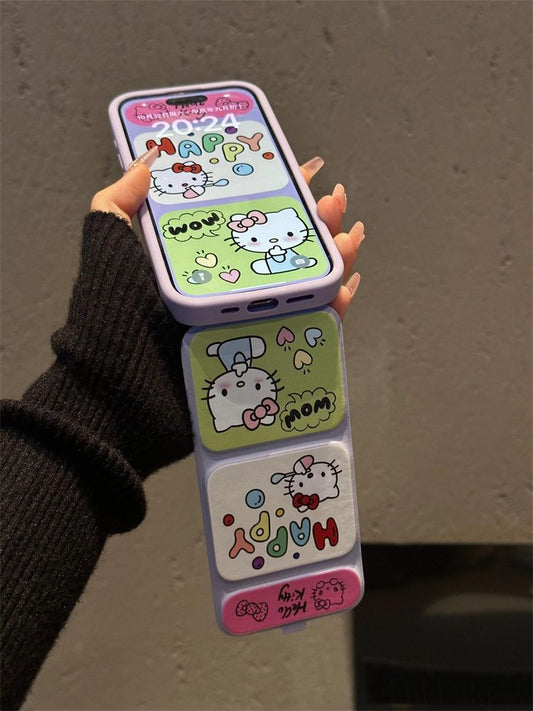 スマホケース  ハローキティテーマ 磁石式折りたたみスマホケース   耐衝撃・防振性能に優れ、高級感あふれるスマホケースで、iPhone に対応