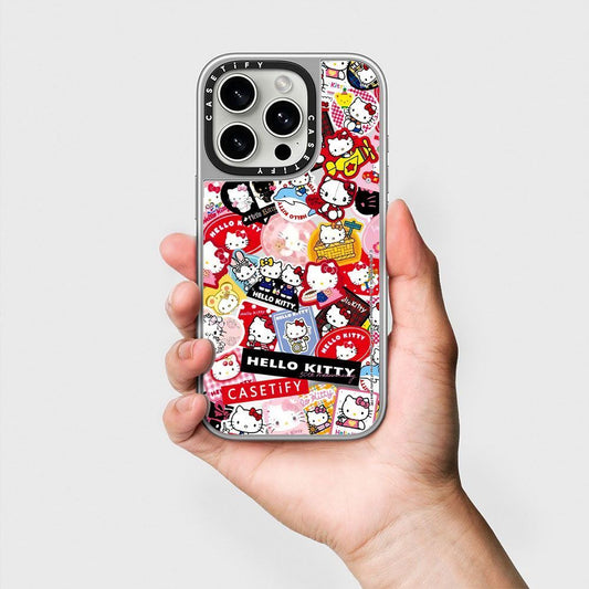 スマホケース  ハローキティテーマ 付属のハート型紐  耐衝撃・防振性能に優れ、高級感あふれるスマホケースで、iPhone に対応