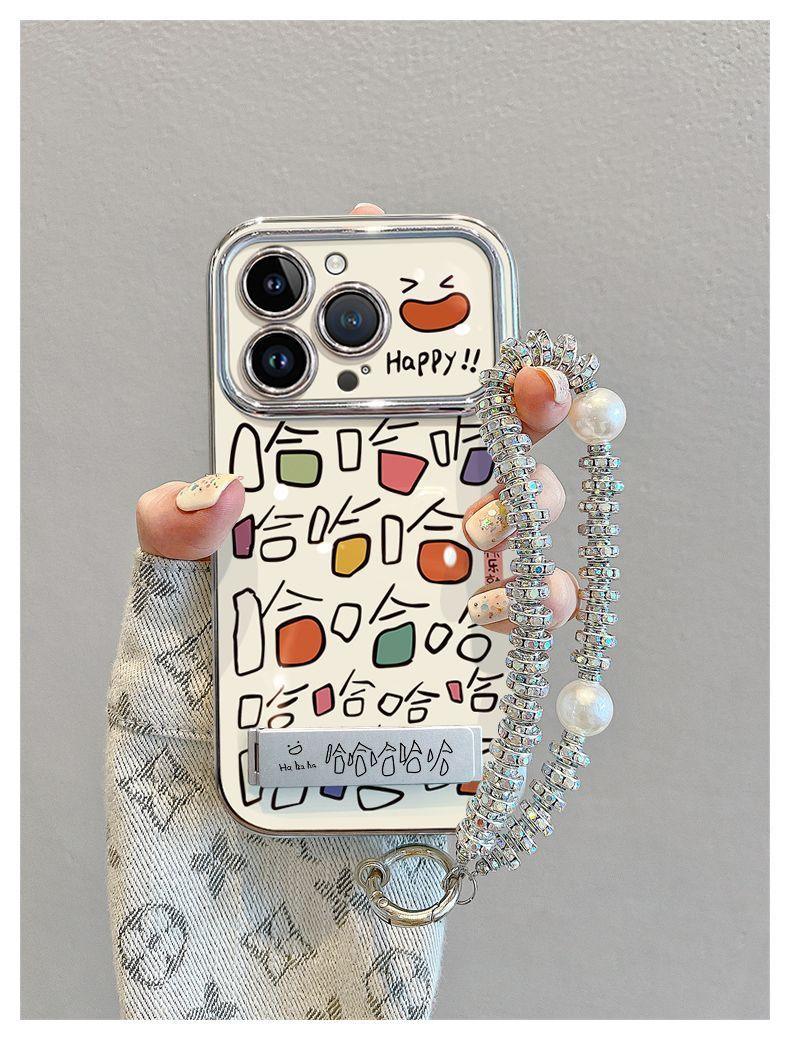 Haha smile design, luxurious bracelet and stand included, smartphone case for iPhone