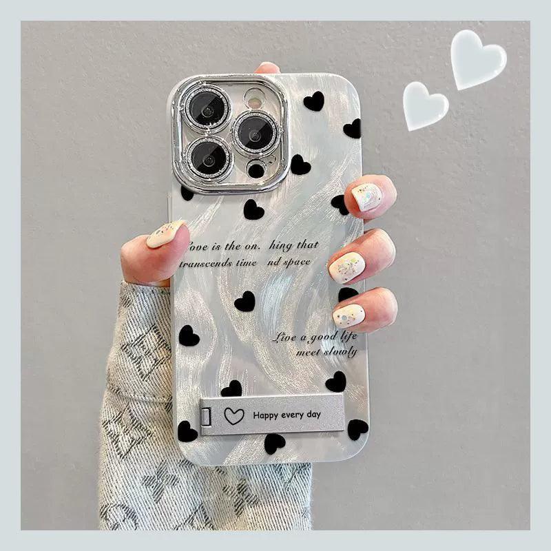 Buttonholic & heart design, luxurious bracelet with stand, smartphone case for iPhone