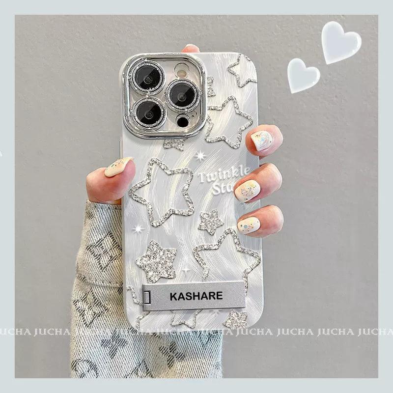 Sparkling stars, full coverage, luxurious bracelet and stand included, smartphone case for iPhone