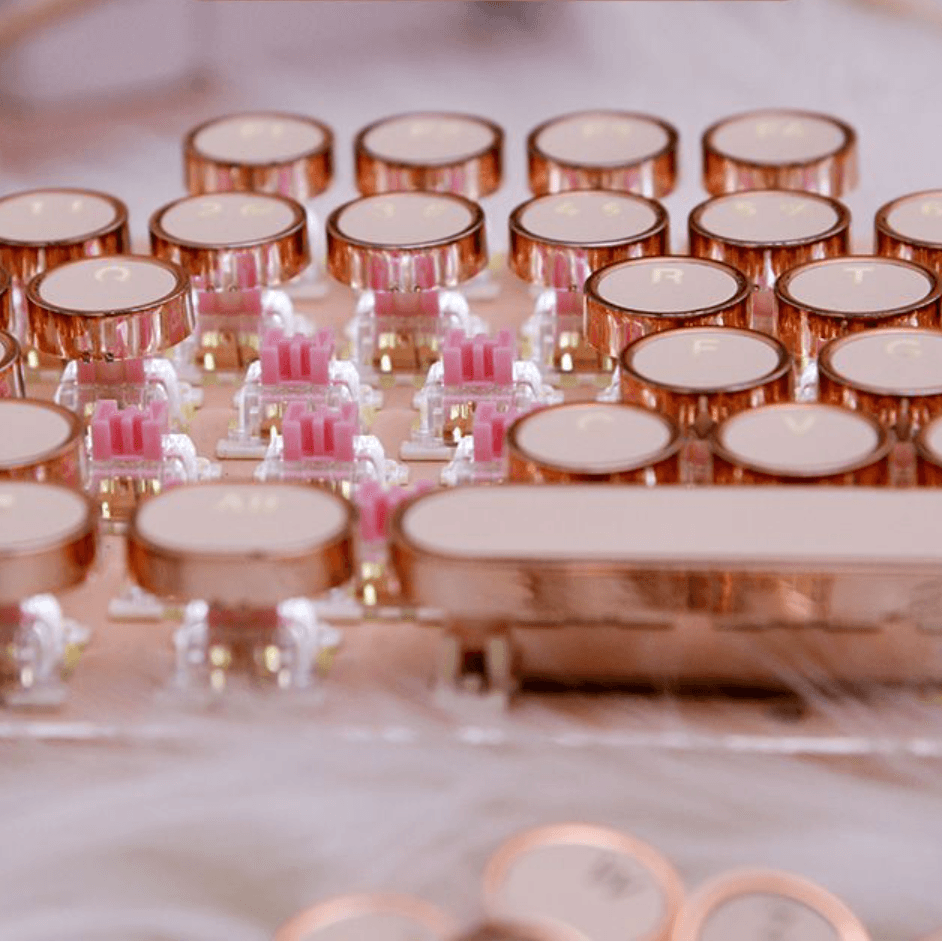 メカニカルキーボード|Bluetoothタイプ・ローズ金・かっこういい・ヴィンテージ・ゲーム用・使いやすい・手応えがよい・104キー - BicMart