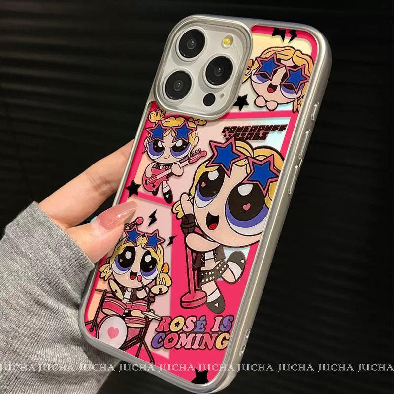 Rock and Roll Girl Police Luxurious Silicone Smartphone Case with Drawstring for iPhone