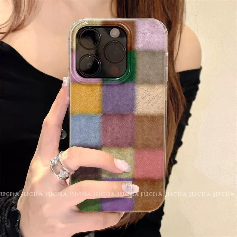 カラフルな色塊 全面覆いのシリコン素材で、高級感あふれる スマホケース iPhone に対応