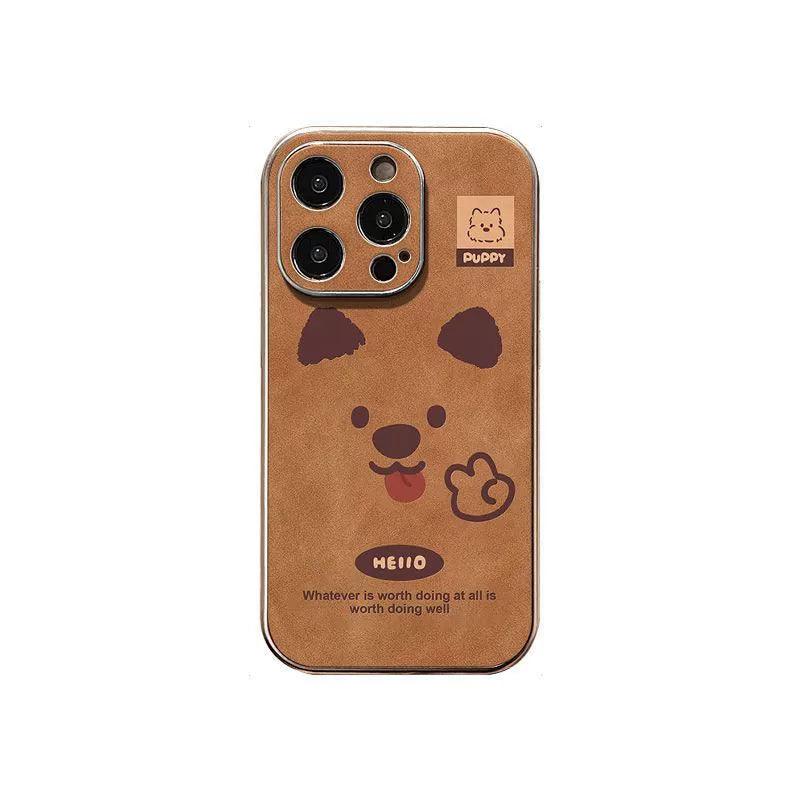 可愛い子犬の頭 デザイン 、耐衝撃・防振性能に優れ、高級感あふれるスマホケースで、iPhone に対応