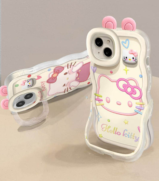 スマホケース  萌える要素がたっぷりのハローキティスマホケース  耐衝撃・防振性能に優れ、高級感あふれるスマホケースで、iPhone に対応