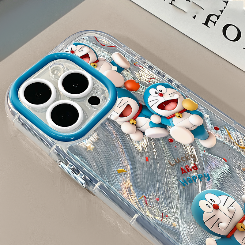 スマホケース  ドラえもんパーティーテーマ、  耐衝撃・防振性能に優れ、高級感あふれるスマホケースで、iPhone に対応