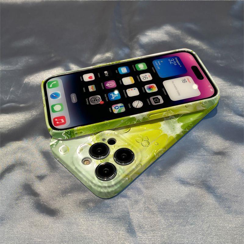 スマホケース  泡立つレモンソーダ 、涼しさがパチンと炸裂!  耐衝撃・防振性能に優れ、高級感あふれるスマホケースで、iPhone に対応