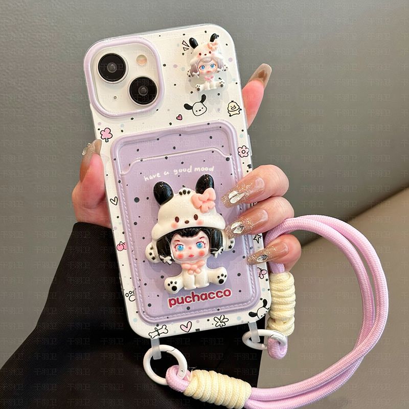 スマホケース  可愛らしさと実用性がマッチしたカードケース付きスマホケース!  耐衝撃・防振性能に優れ、高級感あふれるスマホケースで、iPhone に対応