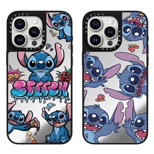 スマホケース  元気いっぱいのスティッチテーマ  耐衝撃・防振性能に優れ、高級感あふれるスマホケースで、iPhone に対応