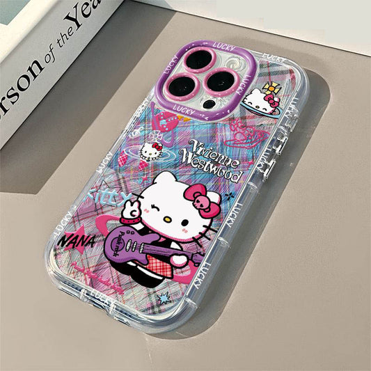 スマホケース  ロックヘローキティテーマ、  耐衝撃・防振性能に優れ、高級感あふれるスマホケースで、iPhone に対応