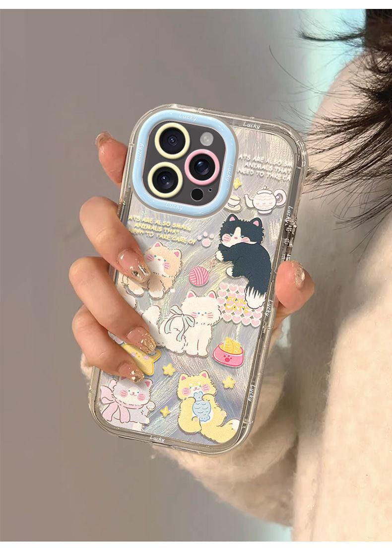 可愛い猫 デザイン シリコン製で耐衝撃性が高く、高級感あふれるスマホケース、iPhone に対応