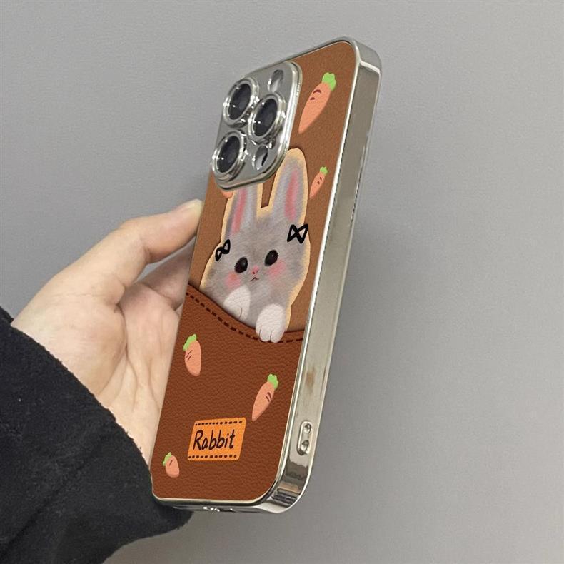ポケットに入ったウサギ デザイン シリコン製で耐衝撃性が高く、高級感あふれるスマホケース、iPhone に対応