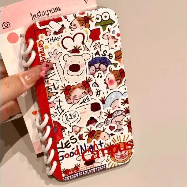 本型スマホケース 可愛いテーマ 手帳型スマホケース キャラクターの柔らかい 折りたたみ式 ノート型 スマホケース  iPhone に対応