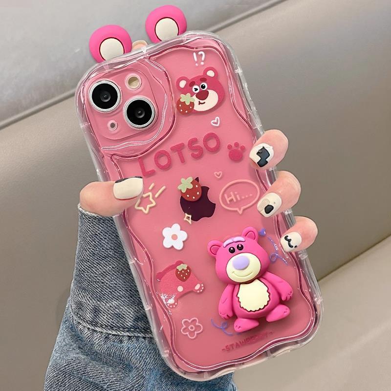 スマホケース  ストロベリーベアシリーズテーマ  耐衝撃・防振性能に優れ、高級感あふれるスマホケースで、iPhone に対応