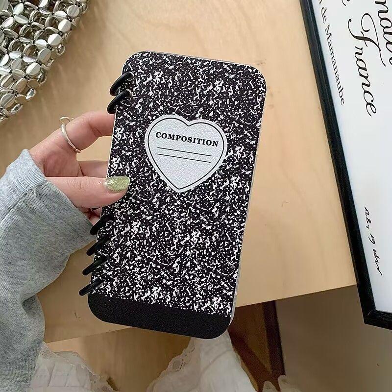 本型スマホケース ハートテーマ 手帳型スマホケース キャラクターの柔らかい 折りたたみ式 ノート型 スマホケース iPhone に対応