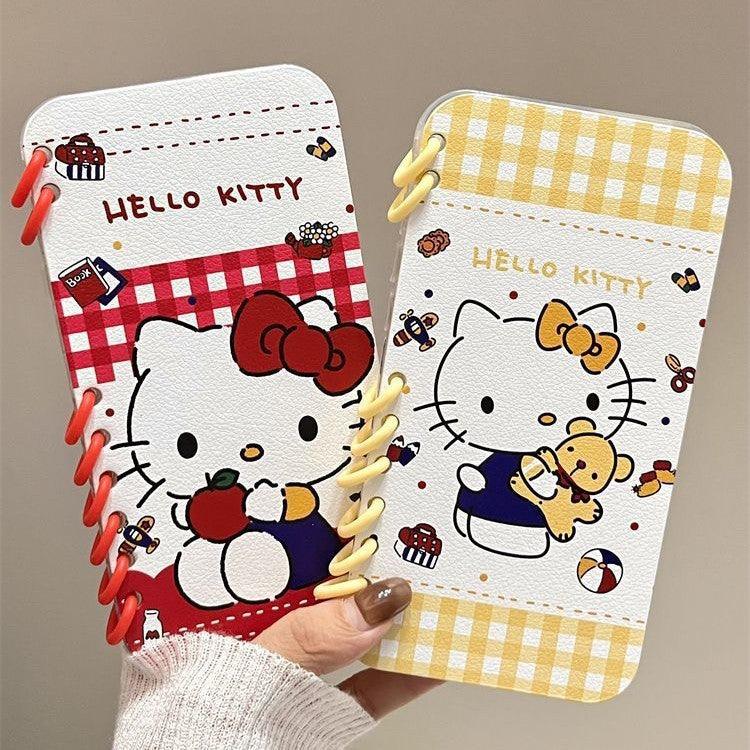 本型スマホケース ハローキティテーマ 手帳型スマホケース キャラクターの柔らかい 折りたたみ式 ノート型 スマホケース iPhone に対応
