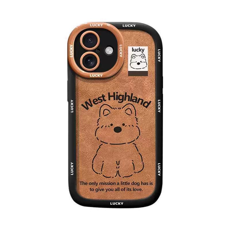 幸運を招く子犬 デザイン 高級感あふれる 紐付き スマホケース、iPhone に対応