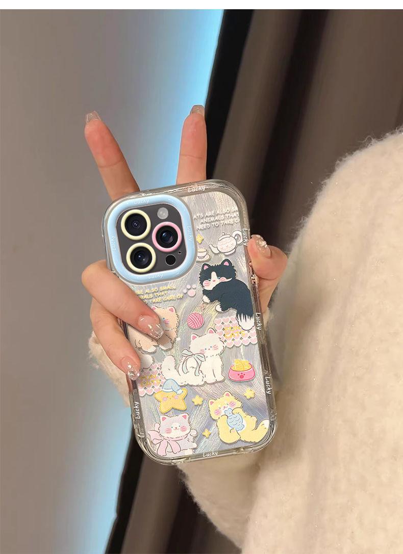 可愛い猫 デザイン シリコン製で耐衝撃性が高く、高級感あふれるスマホケース、iPhone に対応