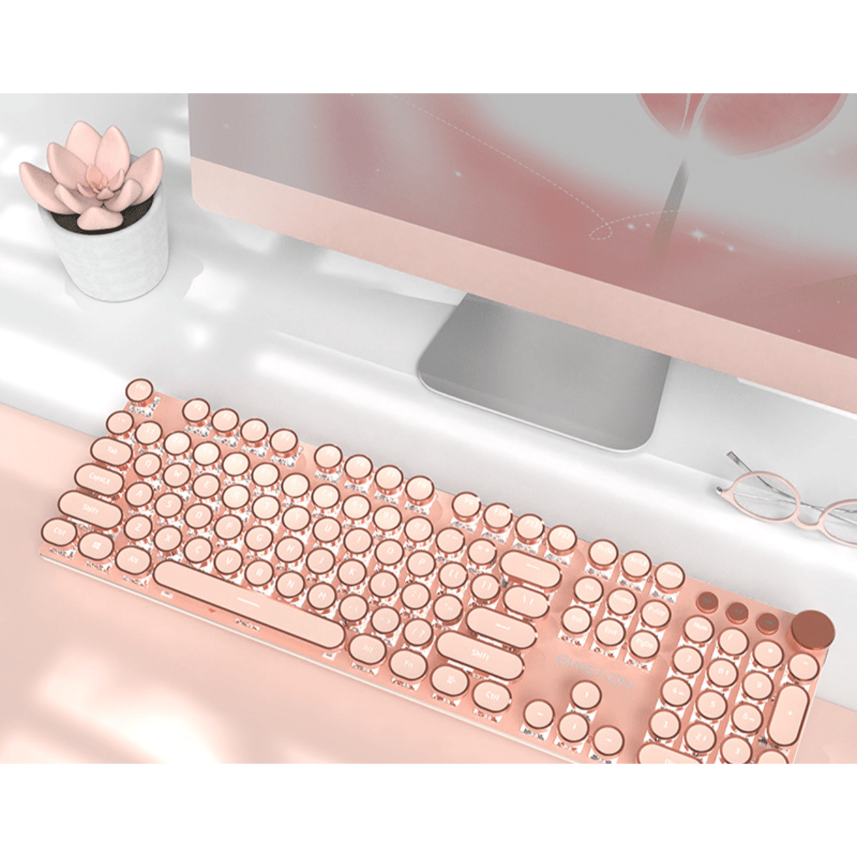 メカニカルキーボード|Bluetoothタイプ・ローズ金・かっこういい・ヴィンテージ・ゲーム用・使いやすい・手応えがよい・104キー - BicMart