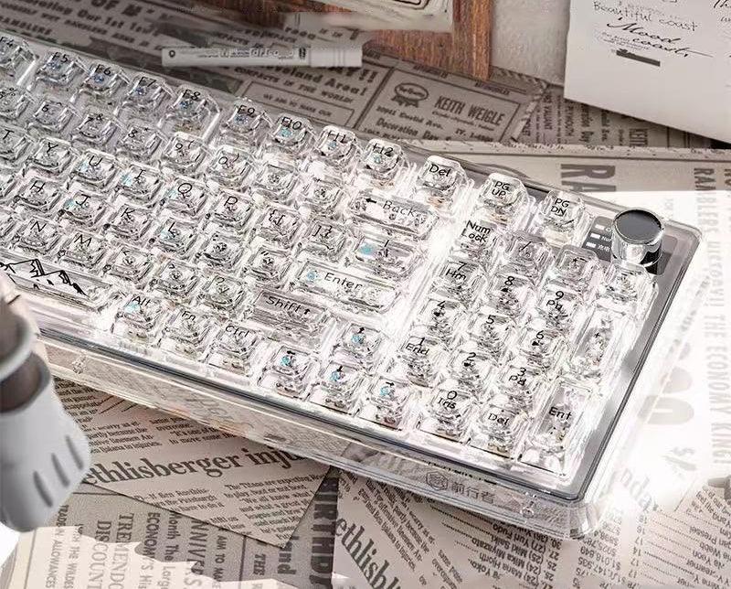 クリスタル調メカニカルキーボード|Bluetooth/有線/2.4G接続・99キー防衝突・RGB・Mac/Windows/iOS/Android対応 - BicMart