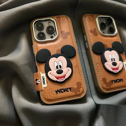 スマホケース  ミッキーマウスをテーマにした高品質なレザー製  耐衝撃・防振性能に優れ、高級感あふれるスマホケースで、iPhone に対応