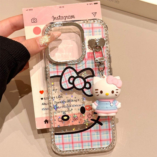 スマホケース  ハローキティが宝石の輝きで煌めく豪華スマホケース登場!  耐衝撃・防振性能に優れ、高級感あふれるスマホケースで、iPhone に対応