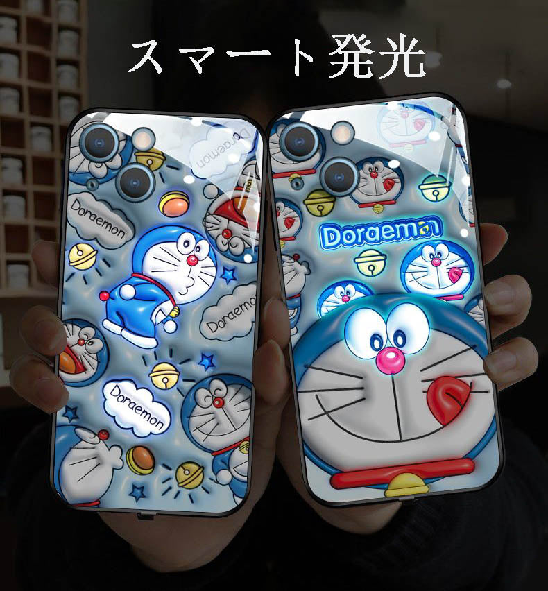スマホケース  人気のドラえもんをデザインテーマに、スマートな発光機能を搭載テーマ  耐衝撃・防振性能に優れ、高級感あふれるスマホケースで、iPhone に対応