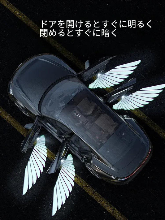 車ドアライト  天使の翼  悪魔の翼  車用品・カー用品・ドアウィング・汎用・カーアクセサリー・穴あけない・電池必要・光る・2点セット/4点セット