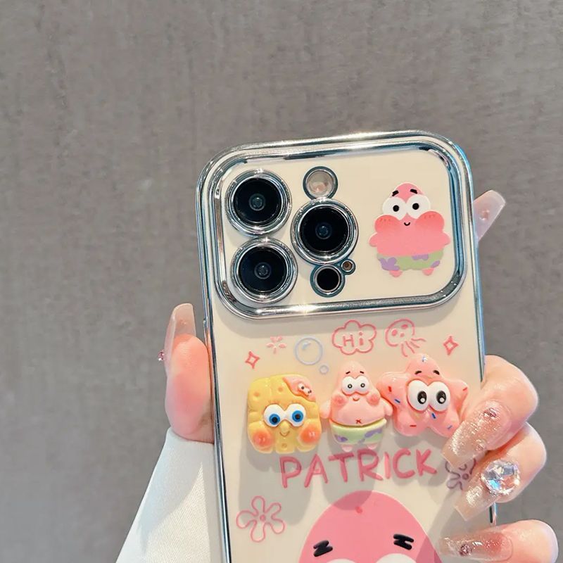 スマホケース  立体でぬいぐるみ風のスパンキング・グレイドとパトリックが登場!  耐衝撃・防振性能に優れ、高級感あふれるスマホケースで、iPhone に対応