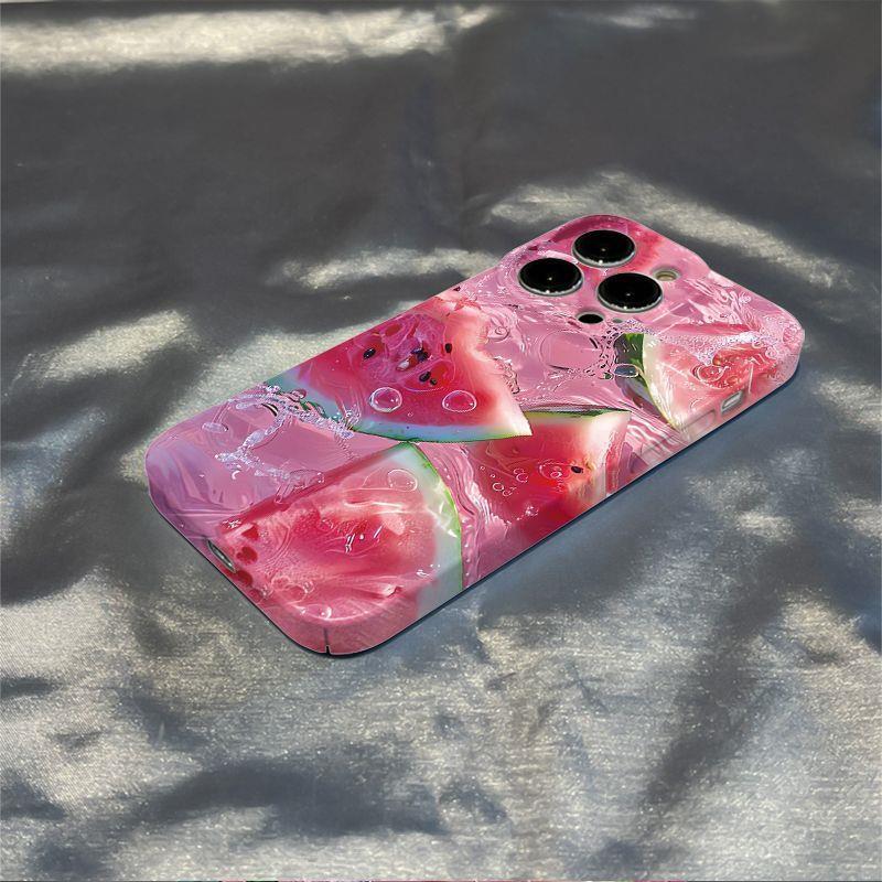 スマホケース  一口食べたくなるスイカがスマホを包み込む!、  耐衝撃・防振性能に優れ、高級感あふれるスマホケースで、iPhone に対応