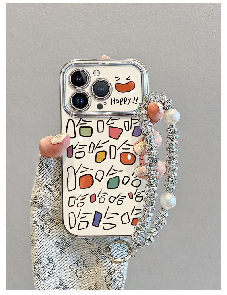 Haha smile design, luxurious bracelet and stand included, smartphone case for iPhone