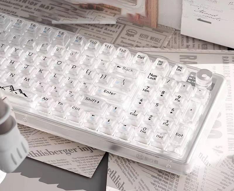 クリスタル調メカニカルキーボード|Bluetooth/有線/2.4G接続・99キー防衝突・RGB・Mac/Windows/iOS/Android対応 - BicMart