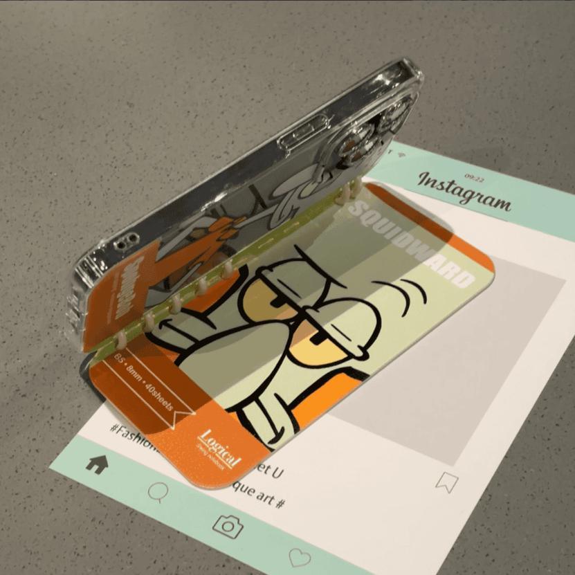 本型スマホケース スポンジボブテーマ 手帳型スマホケース キャラクターの柔らかい 折りたたみ式 ノート型 スマホケース  iPhone に対応