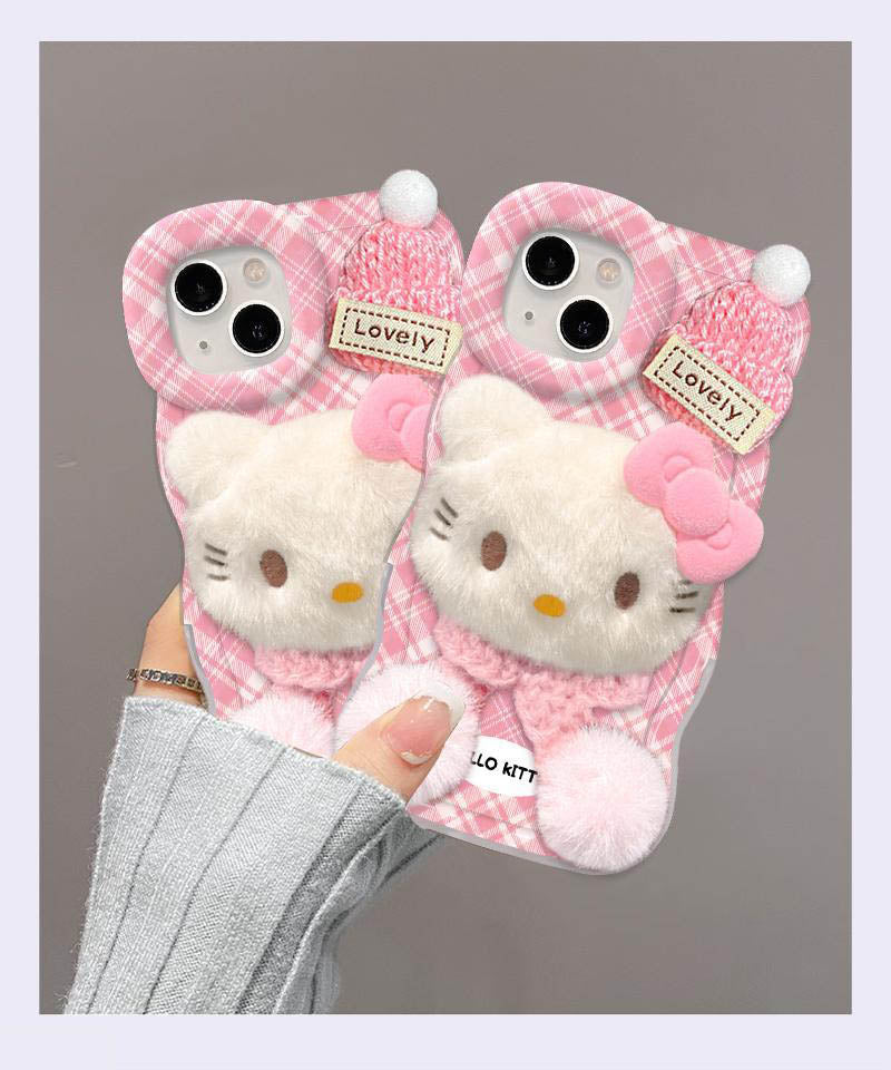 スマホケース 可愛いハローキティぬいぐるみをモチーフ 耐衝撃・防振性能に優れ、高級感あふれるスマホケースで、iPhone に対応