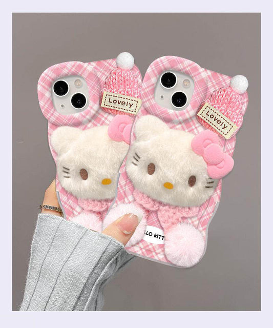 スマホケース  可愛いハローキティぬいぐるみをモチーフ  耐衝撃・防振性能に優れ、高級感あふれるスマホケースで、iPhone に対応
