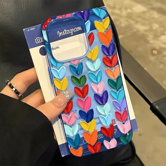 スマホケース  バラエティ豊かな色のハートテーマ、  耐衝撃・防振性能に優れ、高級感あふれるスマホケースで、iPhone に対応