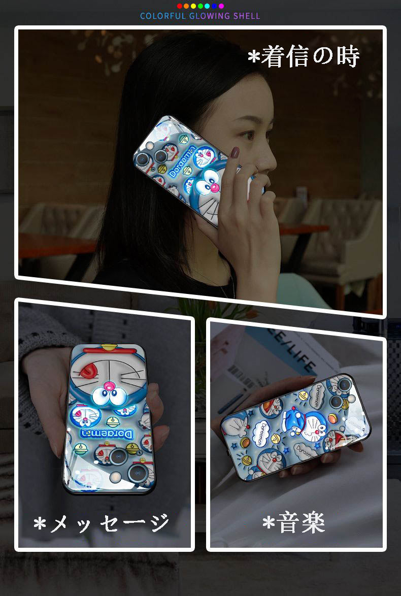 スマホケース  人気のドラえもんをデザインテーマに、スマートな発光機能を搭載テーマ  耐衝撃・防振性能に優れ、高級感あふれるスマホケースで、iPhone に対応