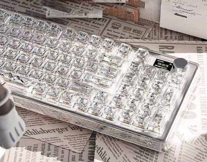 クリスタル調メカニカルキーボード|Bluetooth/有線/2.4G接続・99キー防衝突・RGB・Mac/Windows/iOS/Android対応 - BicMart