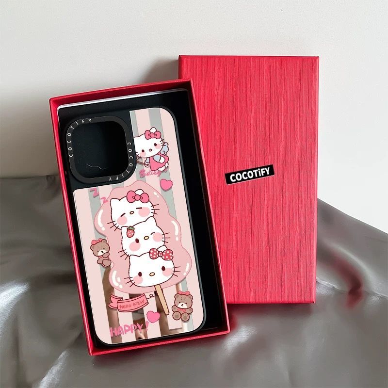 スマホケース ハローキティの串カツテーマ 耐衝撃・防振性能に優れ、高級感あふれるスマホケースで、iPhone に対応