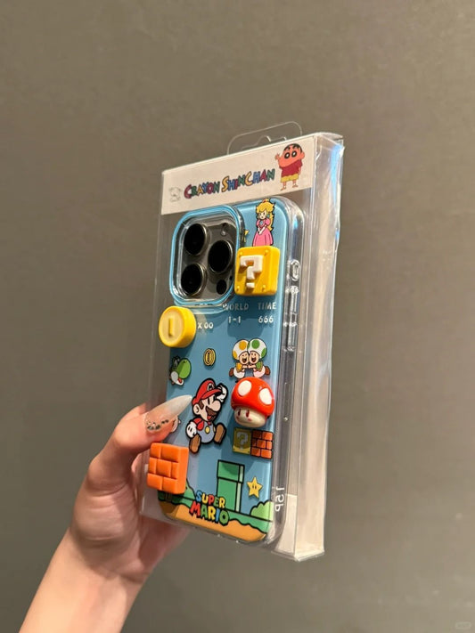 スマホケース  人気キャラ「マリオ」が立体で躍動するスマホケース登場!  耐衝撃・防振性能に優れ、高級感あふれるスマホケースで、iPhone に対応