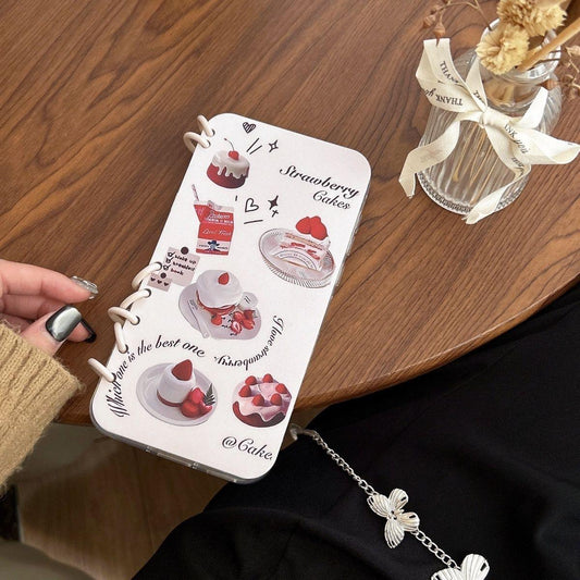 本型スマホケース ケーキテーマ 手帳型スマホケース キャラクターの柔らかい 折りたたみ式 ノート型 スマホケース  iPhone に対応