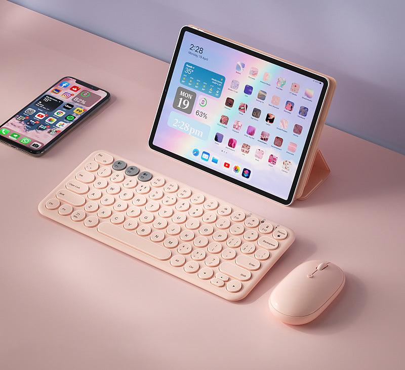 BOWキーボードマウスセット|ワイヤレス・おしゃれ・タブレット/PC/スマホ対応・Bluetooth接続・充電可能・長時間稼働 - BicMart